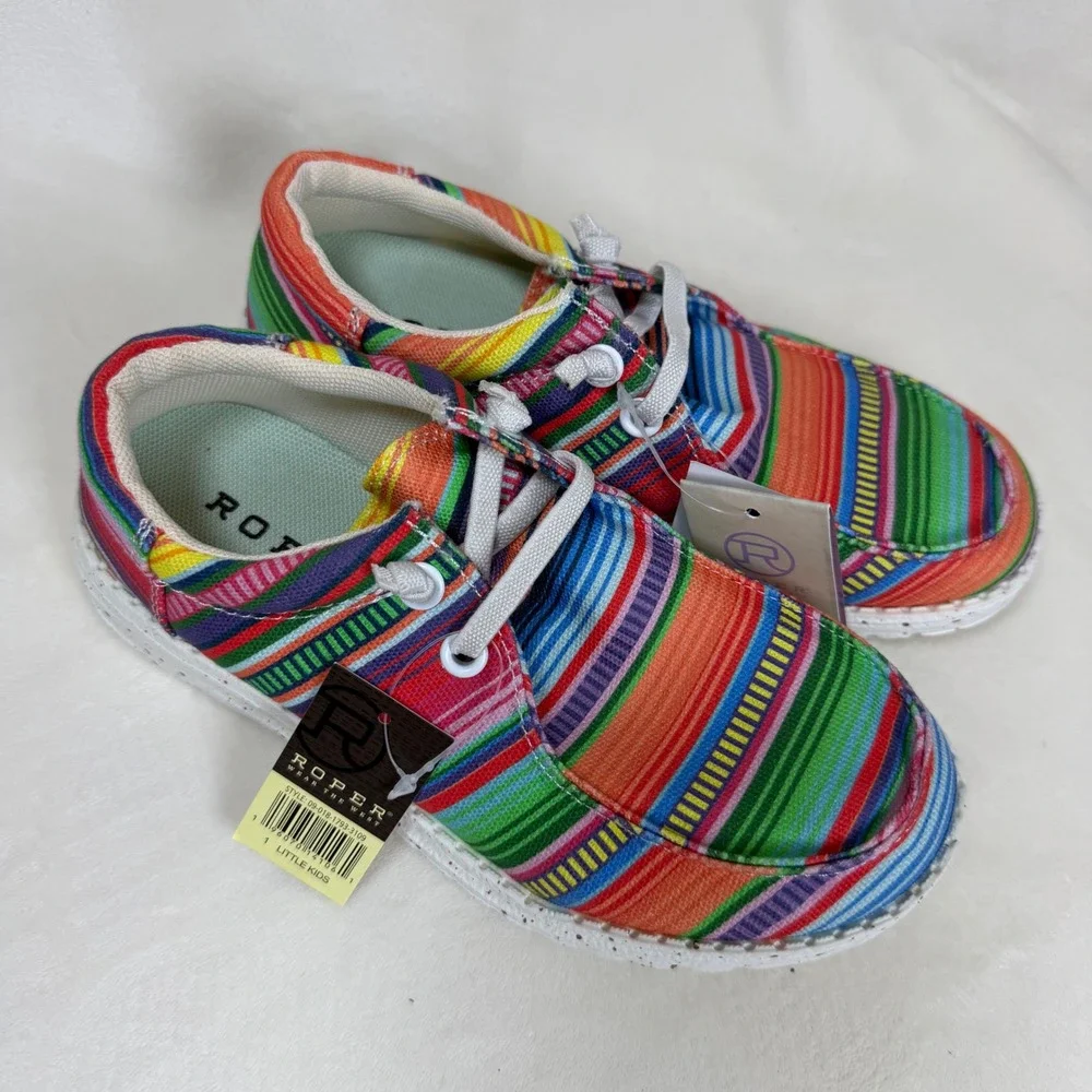 Roper Serape Chukka Shoes Kids Size 1 Multi Color Striped Moc Toe‎ Casual NEW